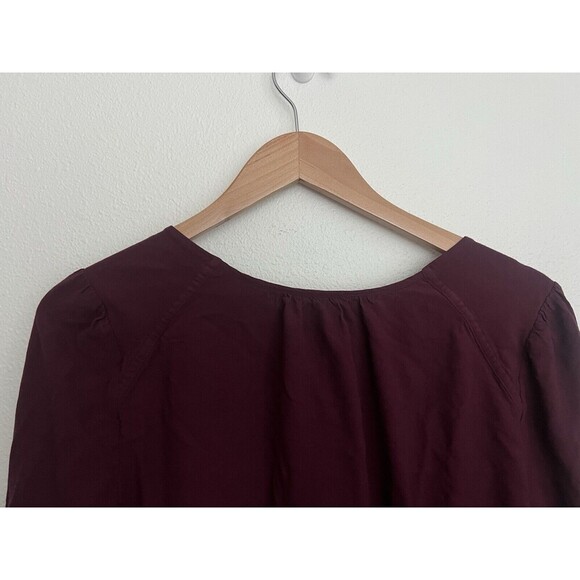 Free People Cropped Top V Neck Burgundy Bell Sleeve Flowy Romantic Valentine L - Picture 4 of 6